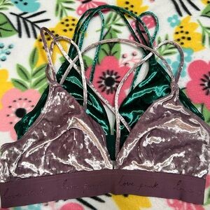 PINK Victoria Secret Strappy Velvet Bralettes